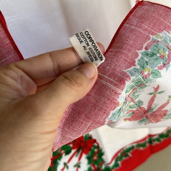 Sun weave Linen Corp vintage Christmas wreath napkin‎ Holiday set of 8 - Picture 3 of 4
